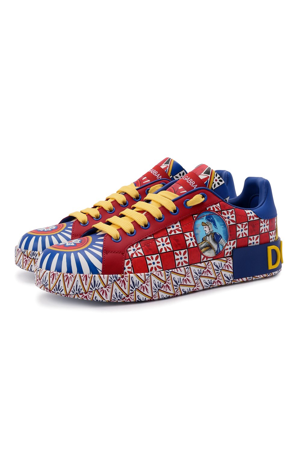 Женские разноцветные кожаные кеды portofino DOLCE & GABBANA купить в ...