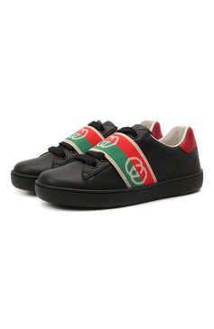 Мужского кожаные кеды GUCCI черного цвета, арт. 662212/D8050 | Фото 1 (Мальчики Кросс-КТ: Обувь-низкие; Региональные ограничения белый список (Axapta Mercury): Не проставлено; Нос: Не проставлено)
