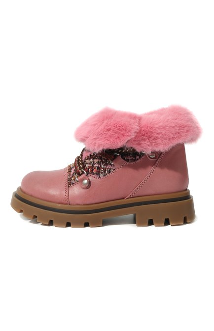 Детские кожаные ботинки GALLUCCI розового цвета, арт. J30114BM/TR S S G0M MAI/T0X | Фото 2 (Материал утеплителя: Натуральный мех; Материал внешний: Кожа)