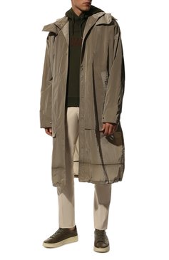Мужские кожаные кеды AUTRY хаки цвета, арт. ADLM GG09 | Фото 2 (Стили: Классический; Материал утеплителя: Без утеплителя; Материал внутренний: Текстиль; Подошва: Массивная)