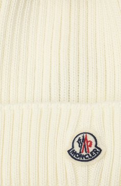 Детского шерстяная шапка с меховым помпоном MONCLER белого цвета, арт. F2-954-3B711-10-04S01 | Фото 3 (Материал: Текстиль, Шерсть)
