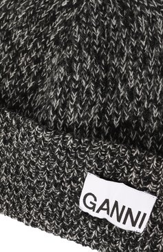 Женская шерстяная шапка GANNI черного цвета, арт. A4938 | Фото 4 (Материал: Те кстиль, Шерсть; Материал сплава: Проставлено; Нос: Не проставлено)