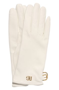 Женские кожаные перчатки DOLCE & GABBANA белого цвета, арт. BF0189/AQ630 | Фото 1 (Материал: Натуральная кожа)