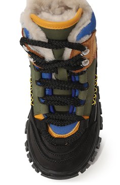 Детские кожаные ботинки DSQUARED2 разноцветного цвета, арт. 75594/20-27 | Фото 4 (Кросс-КТ: хайкеры; Материал утеплителя: Натуральный мех; Материал сплава: Проставлено; Нос: Не проставлено)