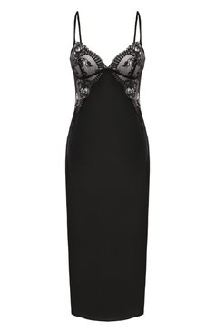 Женская сорочка LA PERLA черного цвета, арт. 0048200 | Фото 1 (Материал внешний: Синтетический материал; Материал сплава: Проставлено; Нос: Не проставлено)