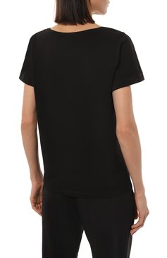 Женская хлопковая футболка EMPORIO ARMANI черного цвета, арт. 164340/3R255 | Фото 4 (Рукава: Короткие; Длина (для топов): Стандартные; Материал внешний: Хлопок; Женское Кросс-КТ: Футболка-белье, Домашние топы)