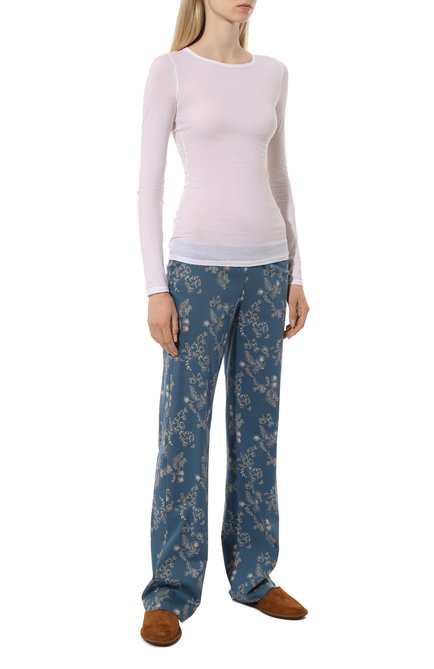 Женские хлопковые брюки HANRO синего цвета, арт. 076492 | Фото 2 (Материал внешний: Хлопок; Материал сплава: Проставлено; Нос: Не проставлено)