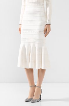 Женская юбка из вискозы ALEXANDER MCQUEEN белого цвета, арт. 610720/Q1AL4 | Фото 3 (Женское Кросс-КТ: Юбка-одежда; Длина Ж (юбки, платья, шорты): Миди; Материал внешний: Вискоза; Статус проверки: Проверена категория)