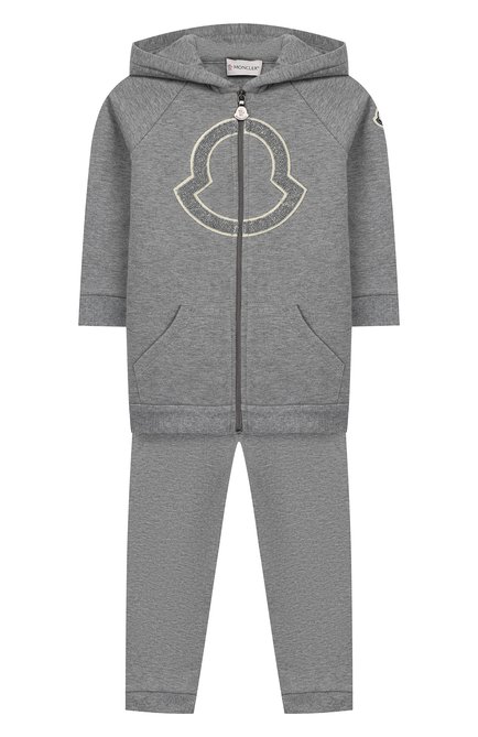 Детский комплект из толстовки и брюк MONCLER серого цвета, арт. E2-951-88607-50-80996 | Фото 1 (Рукава: Длинные; Статус проверки: Проверена категория, Проверено; Материал внешний: Хлопок; Кросс-КТ НВ: Костюм; Ростовка одежда: 12 мес | 80 см, 18 мес | 86 см, 24 мес | 92 см, 36 мес | 98 см, 6 мес | 68 см, 9 мес | 74 см)
