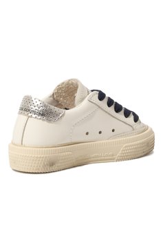 Детские кожаные кеды may GOLDEN GOOSE DELUXE BRAND белого цвета, арт. GJF00112.F003299 | Фото 3 (Девочки Кросс-КТ: Обувь-низкие; Материал внутренний: Натуральная кожа; Материал сплава: Проставлено; Нос: Не проставлено)