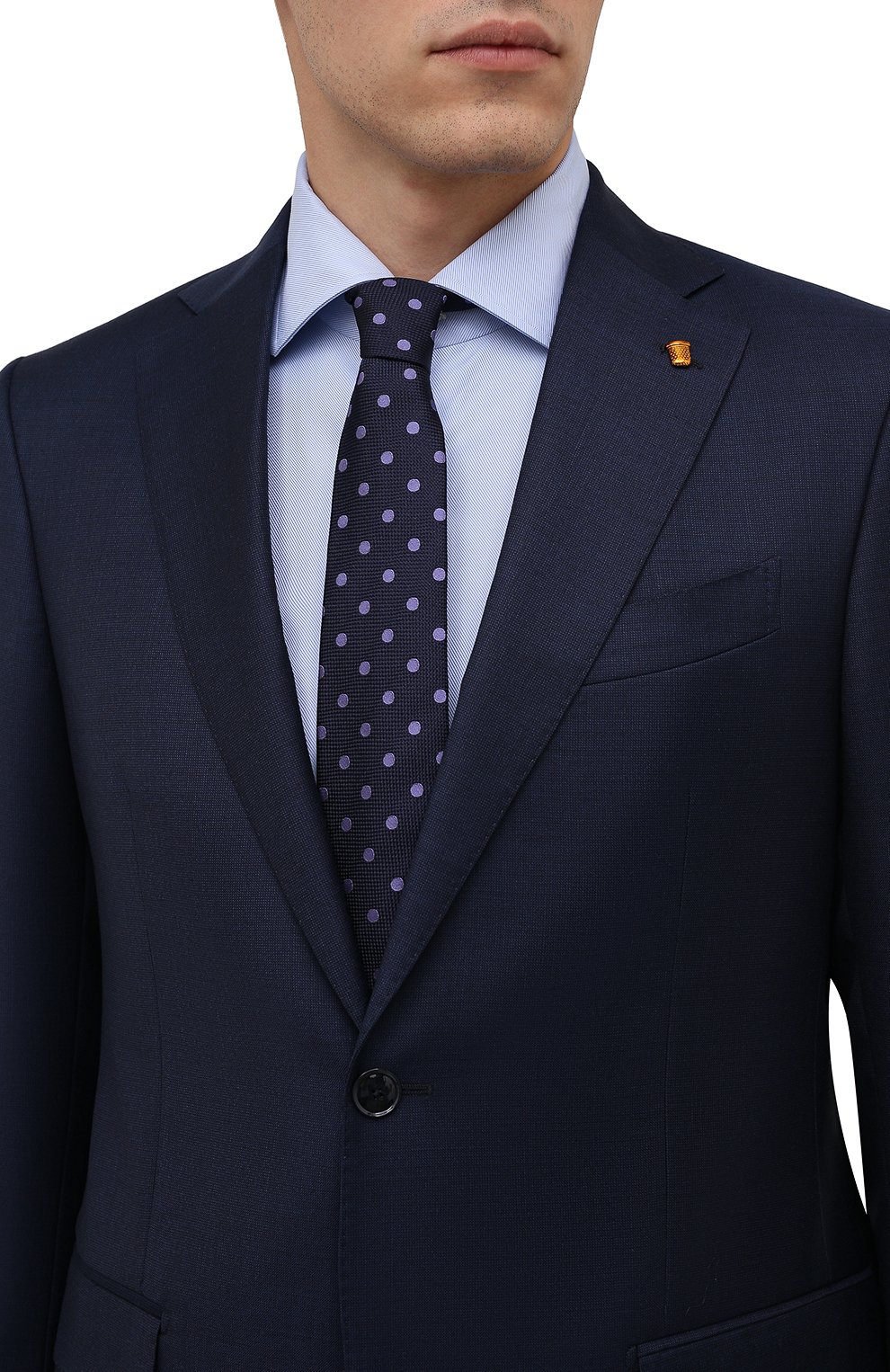 Мужской шелковый галстук LUIGI BORRELLI синего цвета, арт. CR361176 | Фото 2 (Принт: С принтом; Материал: Текстиль, Шелк)