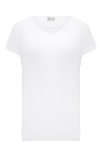 Женская хлопковая футболка ZIMMERLI белого цвета, арт. 286-2761 | Фото 1 (Материал внешний: Хлопок; Принт: Без принта; Женское Кросс-КТ: Футболка-одежда)
