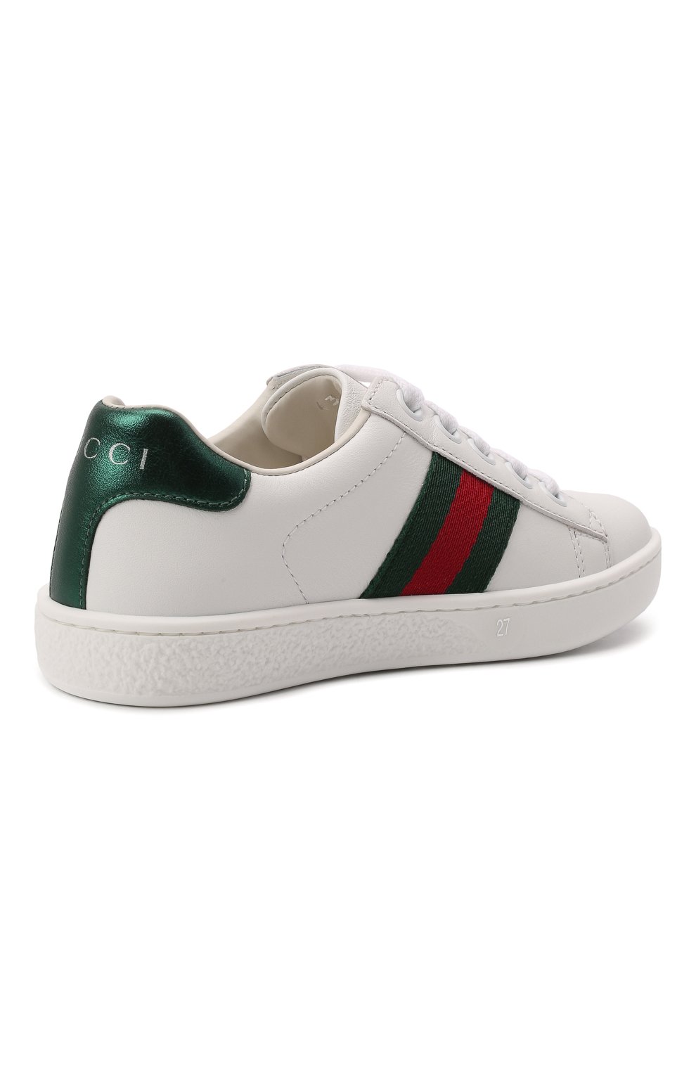 Мужского кожаные кеды GUCCI белого цвета, арт. 433148/CPWE0 | Фото 3 (Мальчики Кросс-КТ: Обувь-низкие; Региональные ограничения белый список (Axapta Mercury): RU; Статус проверки: Проверено, Проверена категория)