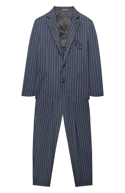 Детский хлопковый костюм BRUNELLO CUCINELLI голубого цвета по цене 128500 руб., арт. BW414A110C | Фото 1
