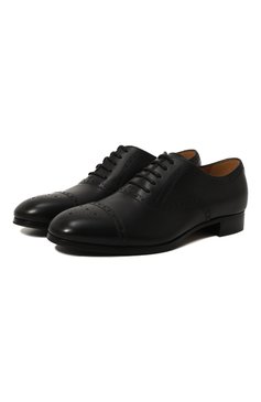 Мужские кожаные оксфорды GUCCI черного цвета, арт. 658215 1W600 | Фото 1 (Мужское Кросс-КТ: Броги-обувь; Материал внутренний: Натуральная кожа; Стили: Классический)
