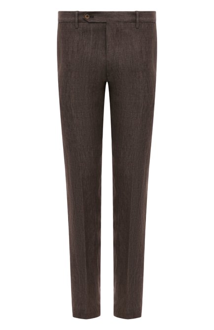 Мужские льняные брюки  BERWICH коричневого цвета, арт. SC/1/LM104 | Фото 1 (Материал внешний: Лен; Статус проверки: Проверено, Проверена категория; Длина (брюки, джинсы): Стандартные; Случай: Повседневный; Стили: Кэжуэл)