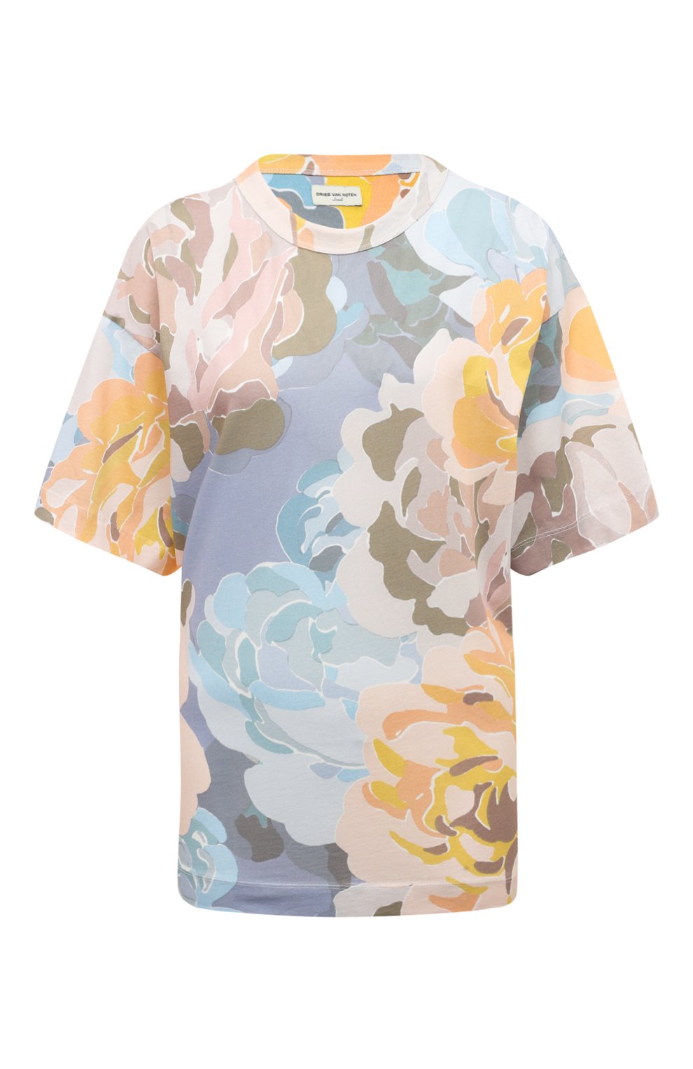 Женская разноцветная хлопковая футболка DRIES VAN NOTEN купить в ...