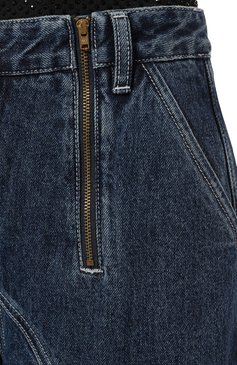Женские джинсы SELF-PORTRAIT гол убого цвета, арт. AW23-802PA-BL | Фото 5 (Силуэт Ж (брюки и джинсы): Широкие; Кросс-КТ: Деним; Длина (брюки, джинсы): Стандартные; Материал сплава: Проставлено; Материал внешний: Хлопок, Деним; Детали: Потертости; Драгоценные камни: Проставлено; Стили: Кэжуэл)