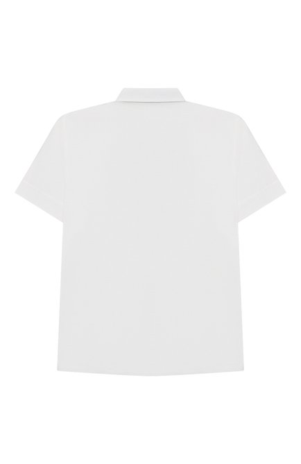 Детская хлопковая рубашка ALETTA белого цвета, арт. AMC220791CR32/6A-8A | Фото 2 (Рукава: Короткие; Материал внешний: Хлопок; Стили: Классический)
