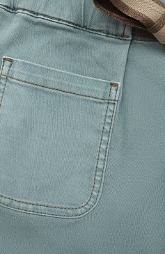 Детские джинсовые шорты BRUNELLO CUCINELLI светло-зеленого цвета, арт. BA080P495B | Фото 3 (Кросс-КТ: Деним; Материал внешний: Хлопок, Лиоцелл, Растительное волокно)