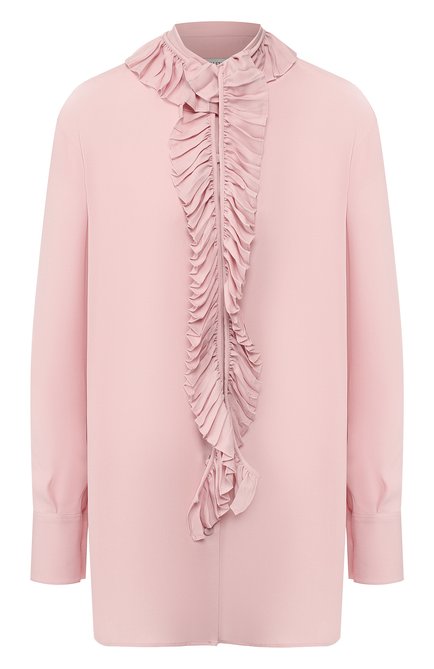 Женская шелковая блузка VALENTINO розового цвета, арт. SB3AB14G1MH | Фото 1 (Материал внешний: Шелк; Рукава: Длинные; Принт: Без принта; Женское Кросс-КТ: Блуза-одежда; Статус проверки: Проверена категория; Длина (для топов): Удлиненные)