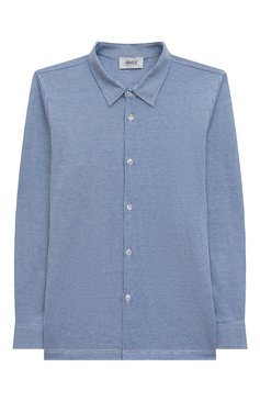 Детская хлопковая рубашка ALETTA голубого цвета, арт. AM220777L-33/4A-8A | Фото 1 (Рукава: Длинные; Материал внешний: Хлопок; Стили: Классический)