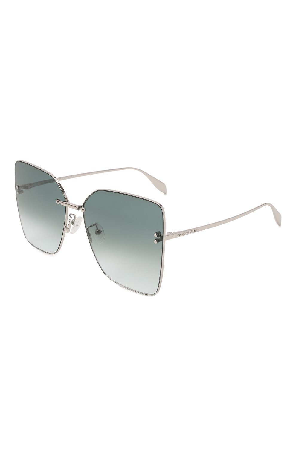 Женские солнцезащитные очки ALEXANDER MCQUEEN серебряного цвета, арт. AM0342S 004 | Фото 1 (Тип очков: С/з; Очки форма: Квадратные; Оптика Гендер: оптика-женское)