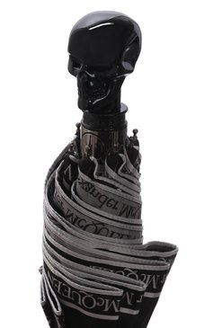 Мужской складной зонт ALEXANDER MCQUEEN черного цвета, арт. 557708/4D49Q | Фото 5 (Материал: Текстиль, Синтетический материал, Металл)