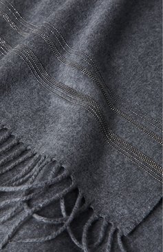 Шелковый плед мониль BRUNELLO CUCINELLI серого цвета, арт. MPAG90144 | Фото 2