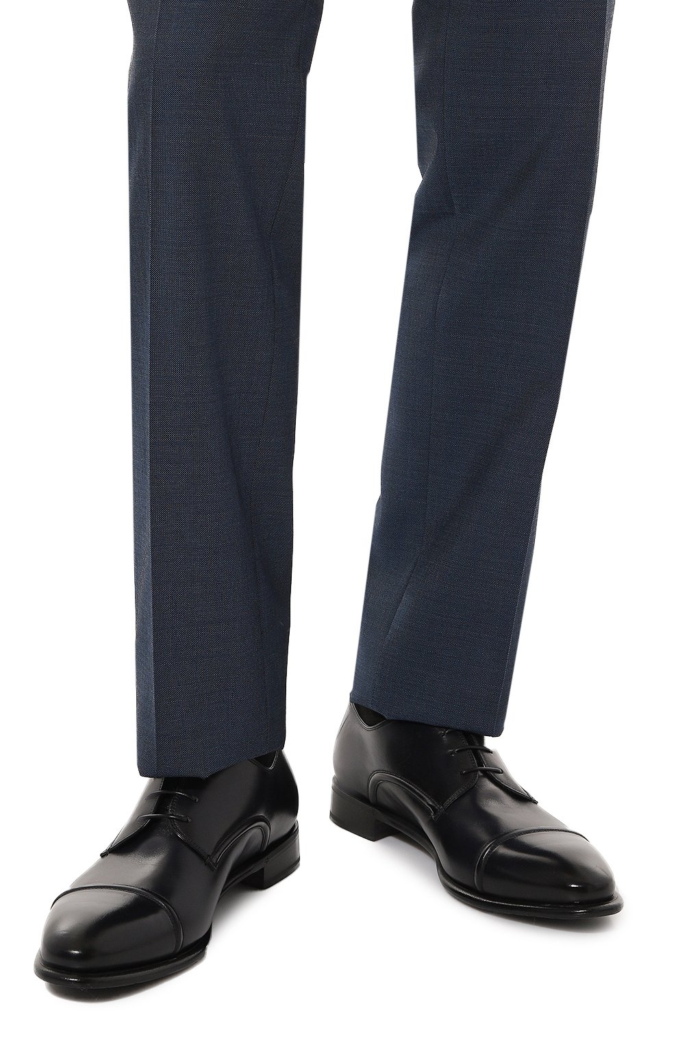 Мужские кожаные дерби BARRETT темно-синего цвета, арт. 221U038.12 | Фото 3 (Материал внутренний: Натуральная кожа; Материал сплава: Проставлено; Нос: Не проставлено; Стили: Классический)