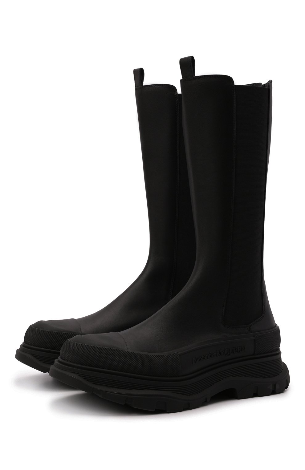 Мужские кожаные челси ALEXANDER MCQUEEN черного цвета, арт. 667813/WHZ66 | Фото 1 (Каблук высота: Высокий; Высота голенища: Высокие; Материал внутренний: Натуральная кожа; Материал утеплителя: Без утеплителя; Подошва: Массивная; Мужское Кросс-КТ: Сапоги-обувь, Челси-обувь)