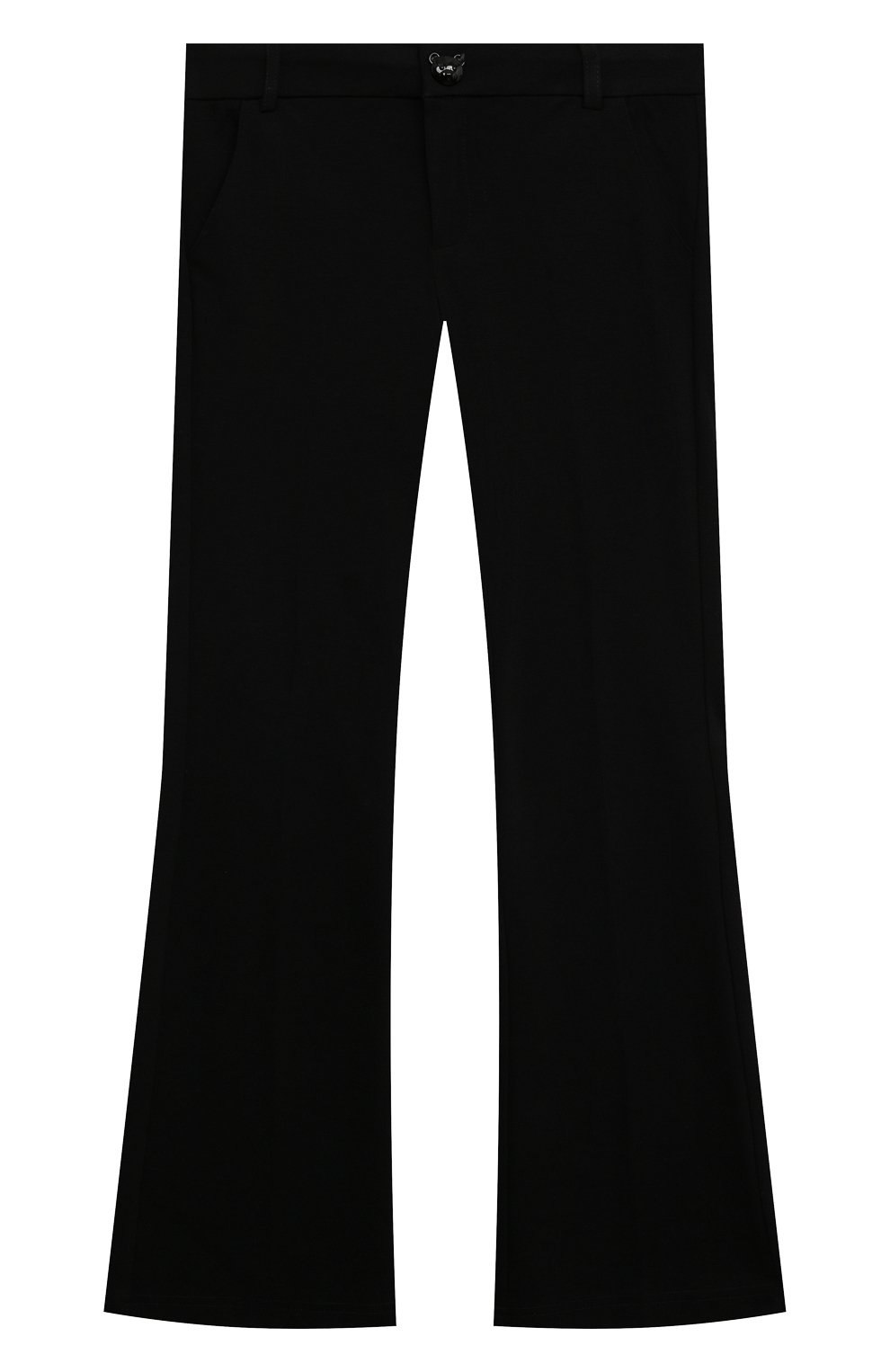 Детские брюки из вискозы MOSCHINO черного цвета, арт. HDP05B/LJA07/4A-8A | Фото 1 (Случай: Повседневный; Материал сплава: Проставлено; Нос: Не проставлено; Материал внешний: Вискоза)