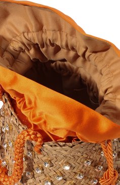 Женская сумка carol small LE NINE оранжевого цвета, арт. CRS2-00030-228/30/C0TT0N/SATIN | Фото 5 (Сумки-технические: Сумки top-handle; Материал: Растительное волокно; Ремень/цепочка: На ремешке; Размер: small)