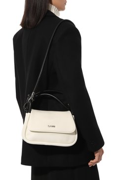 Женская сумка knot GANNI кремвого цвета, арт. A4891 | Фото 2 (Сумки-технические: Сумки top-handle; Размер: medium; Материал сплава: Проставлено; Материал: Текстиль; Драгоценные камни: Проставлено)