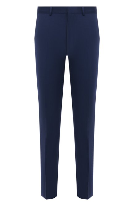 Мужские шерстяные брюки HUGO синего цвета, арт. 50446520 | Фото 1 (Материал внешний: Шерсть; Длина (брюки, джинсы): Стандартные; Случай: Формальный; Стили: Классический; Драгоценные камни: Проставлено; Материал сплава: Проставлено)