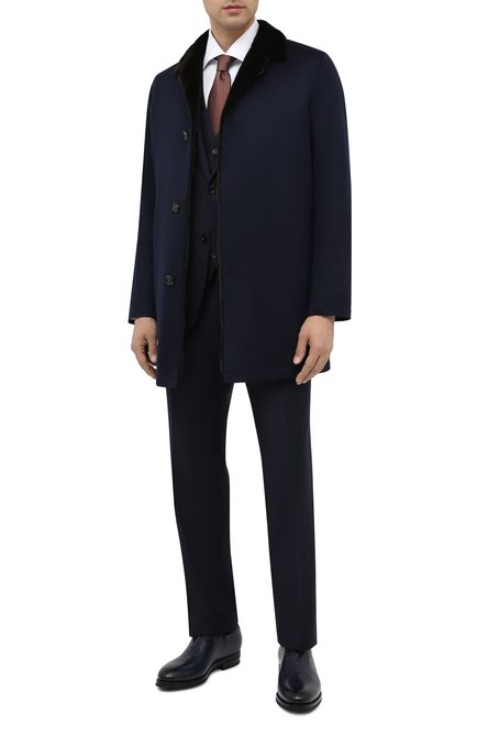 Мужской шерстяной костюм-тройка KITON темно-синего цвета по цене 730500 руб., арт. UAGL862K02T01 | Фото 1