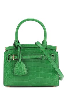 Женская сумка rl50 mini из кожи аллигатора RALPH LAUREN зеленого цвета, арт. 435769101/AMIS | Фото 6 (Сумки-технические: Сумки через плечо, Сумки top-handle; Материал: Экзотическая кожа; Размер: mini; Ремень/цепочка: На ремешке)