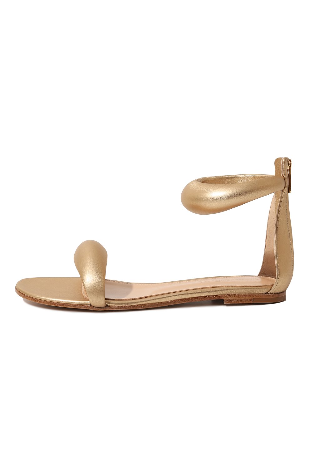 Женские кожаные сандалии bijoux GIANVITO ROSSI золотого цвета, арт. G61604.05CU0.NPSMEK0 | Фото 4 (Каблук высота: Низкий; Материал внутренний: Натуральная кожа; Подошва: Плоская)