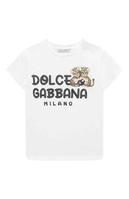 Детский хлопковая футболка DOLCE & GABBANA белого цвета, арт. L1JTEY/G7MKA | Фото 1 (Материал внешний: Хлопок; Нос: Не проставлено; Материал сплава: Проставлено)