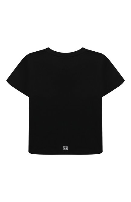 Детская хлопковая футболка GIVENCHY черного цвета, арт. H15365/4A-5A | Фото 2 (Материал внешний: Хлопок; Драгоценные камни: Проставлено; Рукава: Короткие; Материал сплава: Проставлено)
