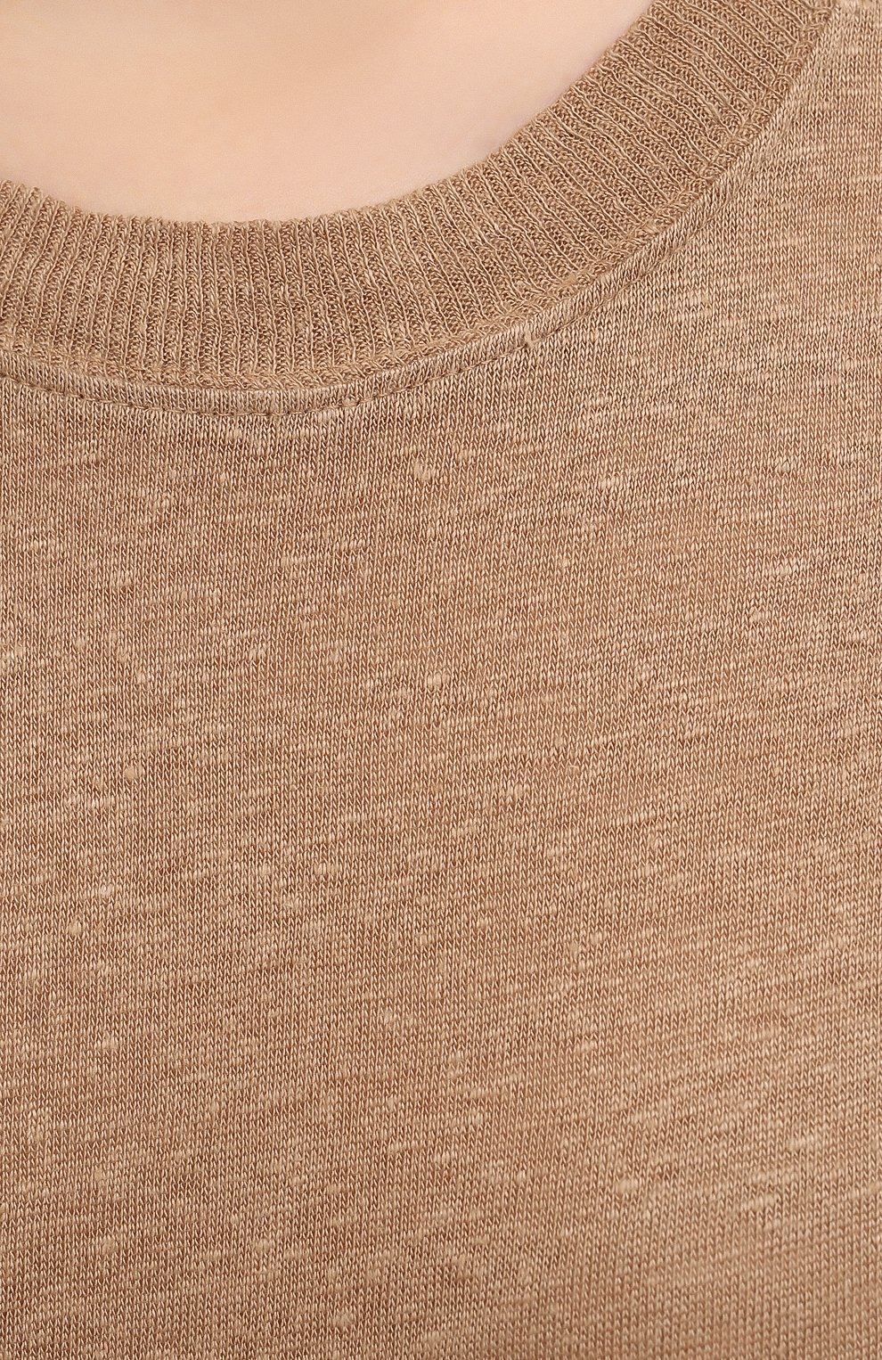 Женская льняная футболка IRO бежевого цвета, арт. WP19HINT0N | Фото 5 (Принт: Без принта; Рукава: Короткие; Длина (для топов): Стандартные; Региональные ограничения белый список (Axapta Mercury): RU; Материал сплава: Проставлено; Женское Кросс-КТ: Футболка-одежда; Материал внешний: Лен; Драгоценные камни: Проставле�но; Стили: Кэжуэл)