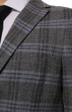 Мужской пиджак из хлопка и льна Z ZEGNA серо-голубого цвета, арт. 342704/1D7SG0 | Фото 5 (Рукава: Длинные; Случай: Повседневный; Длина (для топов): Стандартные; Материал внешний: Хлопок, Лен; 1-2-бортные: Однобортные; Материал подклада: Вискоза; Пиджаки М: Приталенный; Стили: Кэжуэл)
