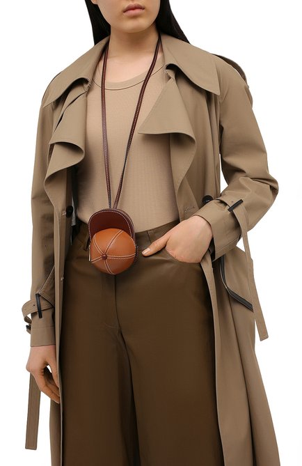 Женская сумка nano cap JW ANDERSON коричневого цвета, арт. HB0232 LA0020 | Фото 2 (Ремень/цепочка: На ремешке; Материал: Натуральная кожа; Размер: mini; Сумки-технические: Сумки через плечо)