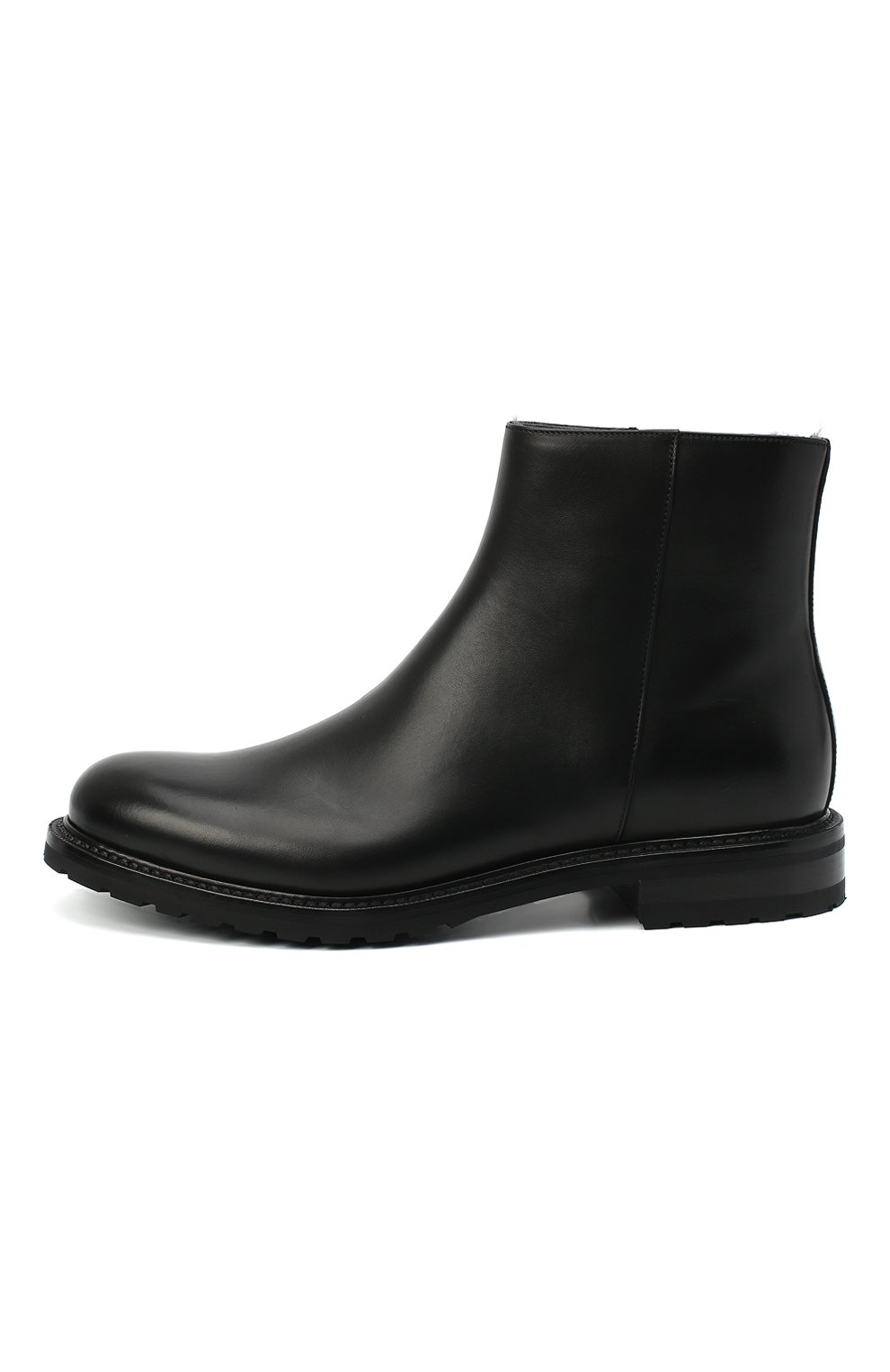Мужские кожаные сапоги PRADA черного цвета, арт. 2TF030-3F98-F0632-A000 | Фото 3 (Материал утеплителя: Натуральный мех; Мужское Кросс-КТ: зимние сапоги, Сапоги-обувь; Подошва: Плоская)