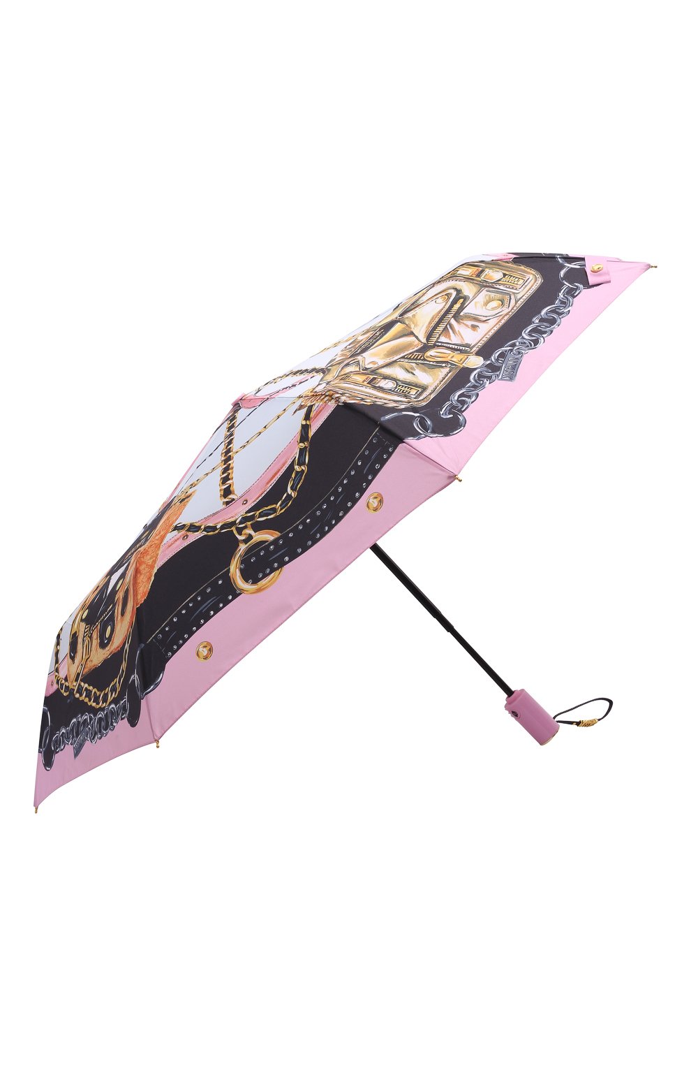 Женский складной зонт MOSCHINO розового цвета, арт. 8924-0PENCL0SEA | Фото 2 (Материал: Текстиль, Синтетический материал, Металл)
