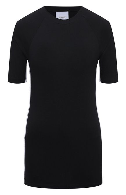 Женская хлопковая футболка BURBERRY черного цвета по цене 47850 руб., арт. 8039543 | Фото 1
