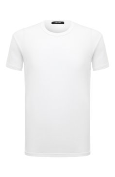 Мужская хлопковая футболка TOM FORD белого цвета, арт. T4M08104 | Фото 1 (Кросс-КТ: домашняя одежда; Рукава: Короткие; Длина (для топов): Стандартные; Ма териал сплава: Проставлено; Материал внешний: Хлопок; Драгоценные камни: Проставлено)