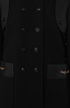 Женское пальто GUCCI черного цвета, арт. 636939 Z8ALN | Фото 5 (Материал внешний: Шерсть; Рукава: Длинные; Длина (верхняя одежда): До середины бедра; Материал сплава: Проставлено; Драгоценные камни: Проставлено; 1-2-бортные: Двубортные)