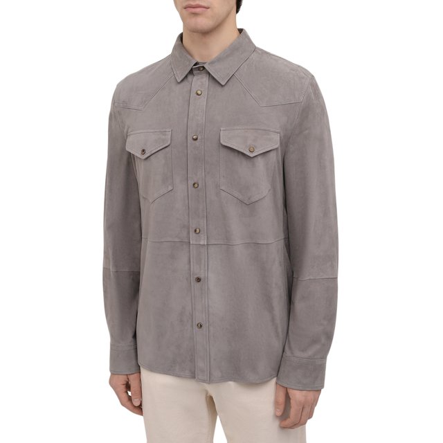 фото Замшевая рубашка brunello cucinelli