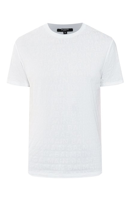 Мужская хлопковая футболка BALMAIN белого цвета, арт. BRM305280 | Фото 1 (Материал внешний: Хлопок; Длина (для топов): Стандартные; Рукава: Короткие; Кросс-КТ: домашняя одежда)